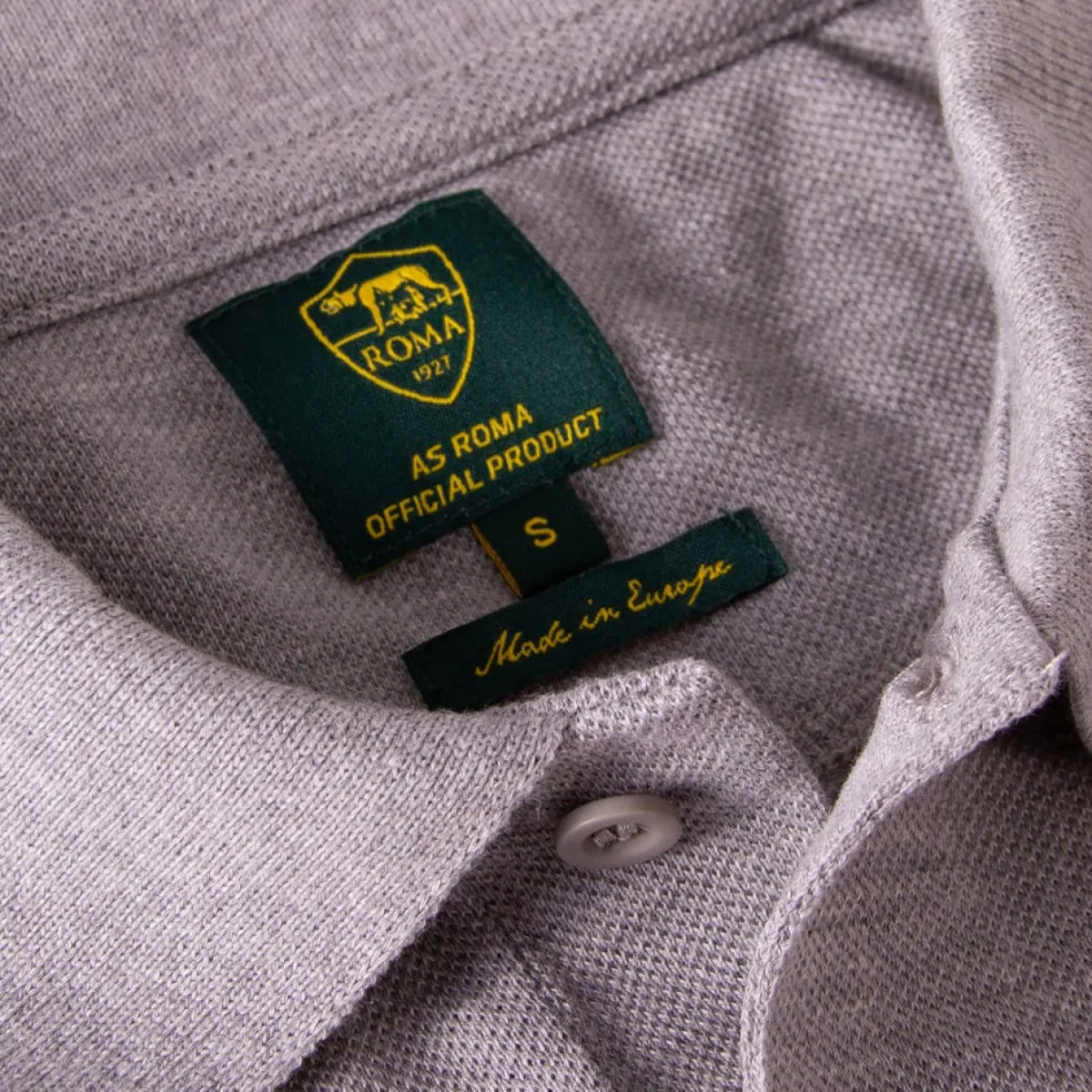 AS Roma Polo retrò a righe con logo Lupetto , Adulto, Grigio<Uomo T-shirts E Polo