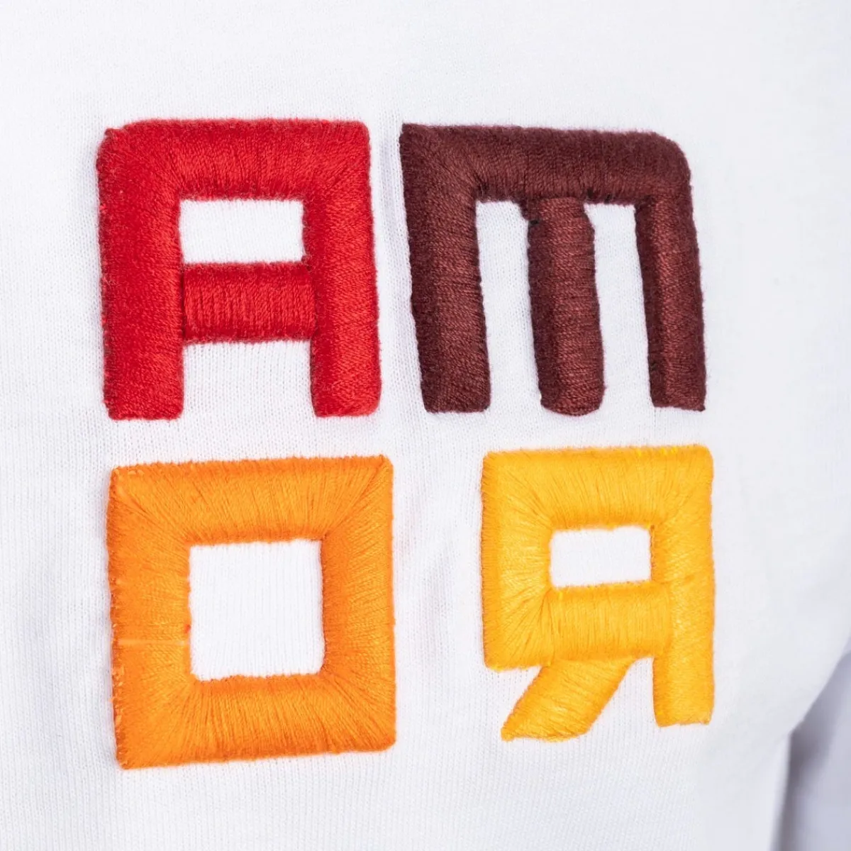 AS Roma T-shirt logo grande ricamato ROMAMOR, Adulto, Bianco<Uomo T-shirts E Polo
